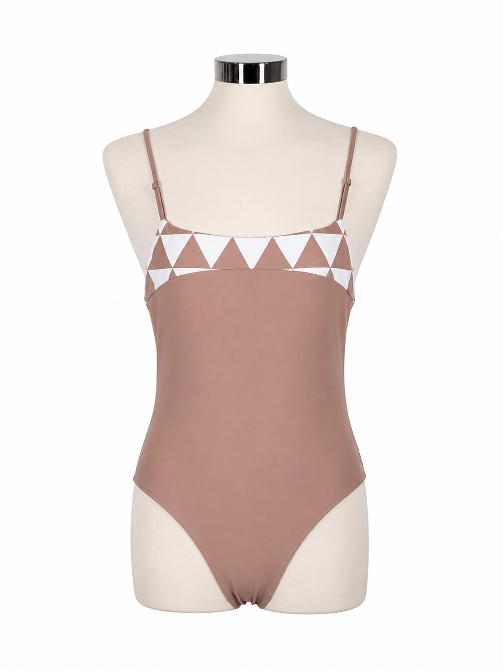 House of Harlow 1960 Mauve One-Piece with White Triangle Trim